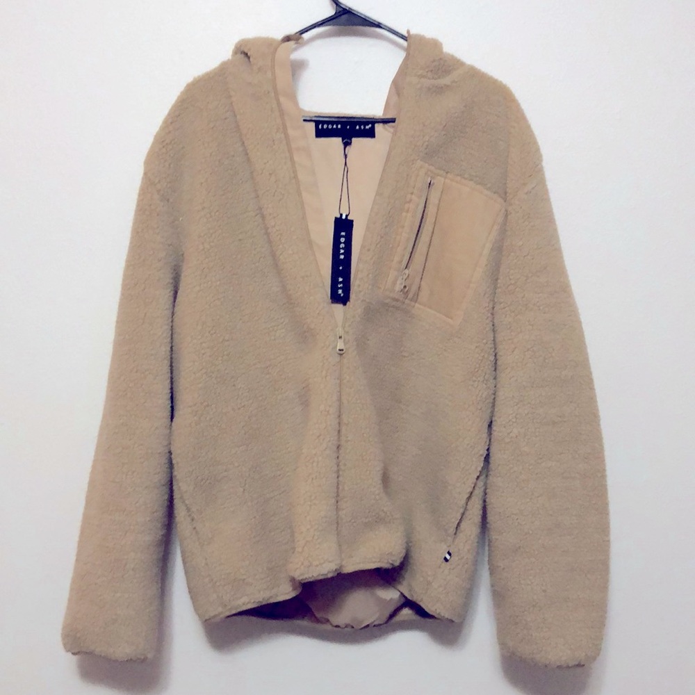 Edgar + Ash zip front sherpa teddy coat jacket L